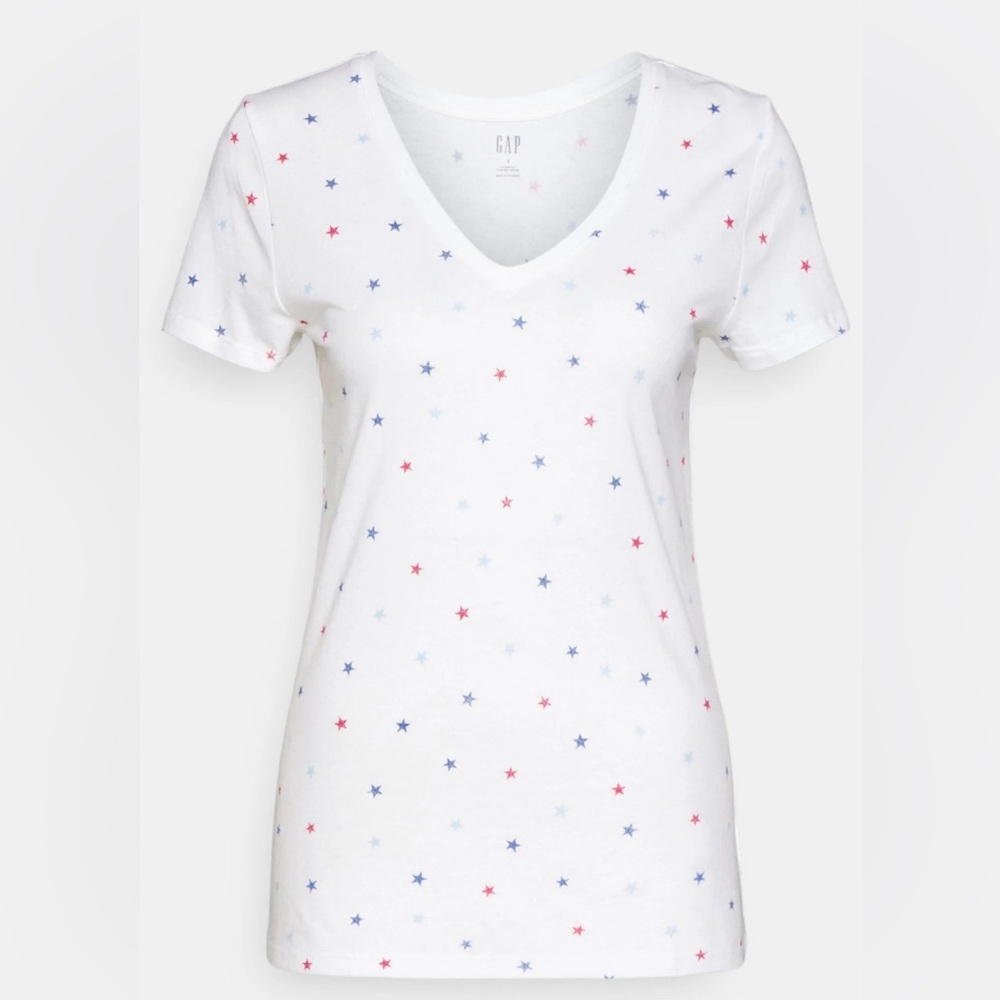 Gap Short Sleeve V-Neck Favorite T Americana Star
Print Graphic T-Shirt Size XL